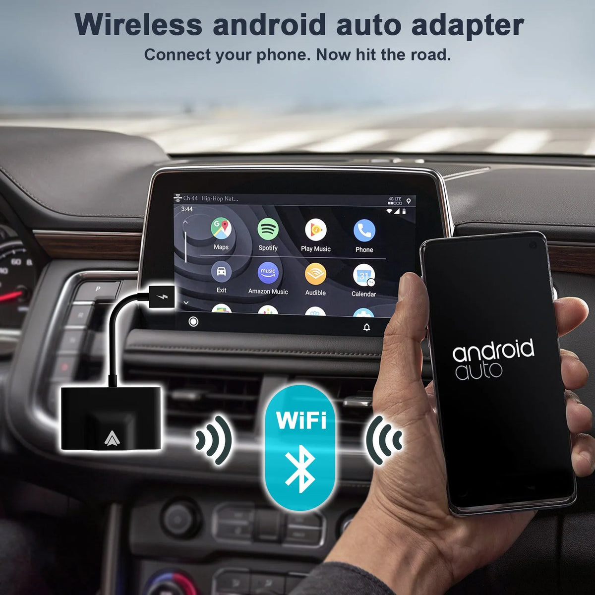 Car wired to wireless Android system adaptor for CARPLAY vehicles in black and white options