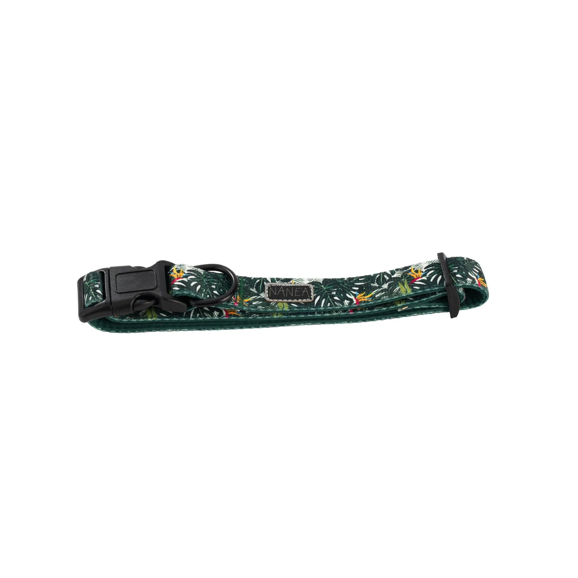Six-piece adjustable dog harness set showing vest harness, lead, collar, poop bag holder, bow tie, and bandana in coordinating colours