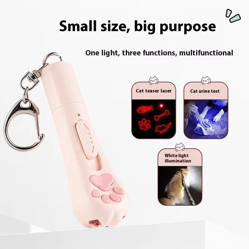 Rechargeable self-moving cat teaser toy in cream white colour with USB charging cable