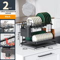 White double-layer kitchen storage rack with removable top shelf for draining utensils