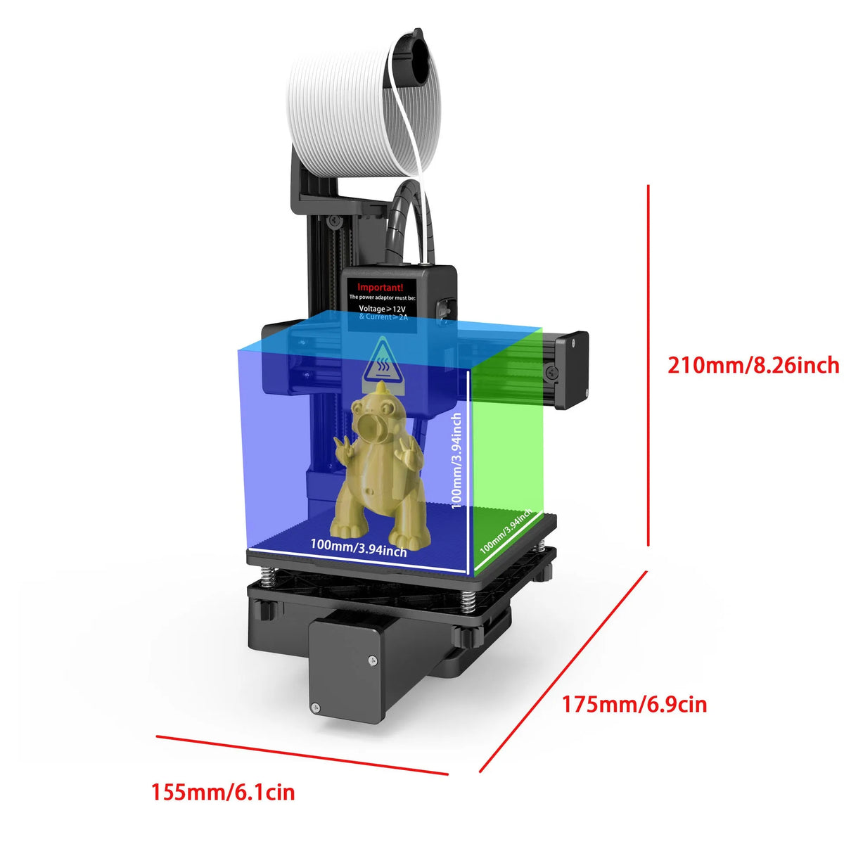 White EasyThreed K10 3D printer with 175mm build volume for TPU and PLA materials