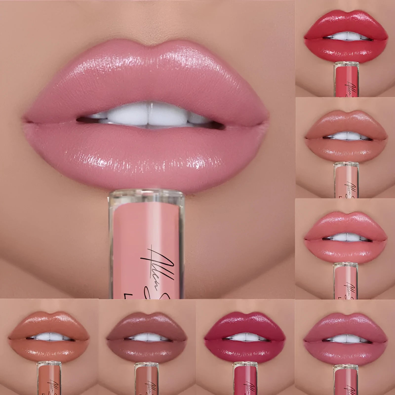 Silky cream texture mineral lip gloss in a lipstick case, available in colours 1-12