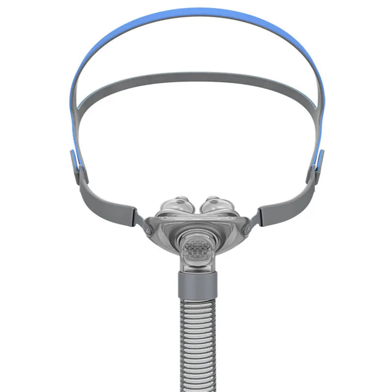 Ventilator nasal pillow mask with silicone cushion and adjustable headband for CPAP therapy