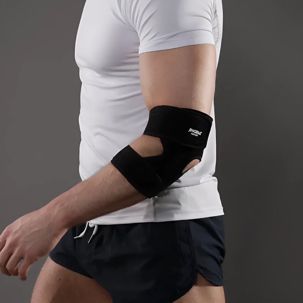 Adjustable black sports elbow protection guard for basketball weightlifting football training