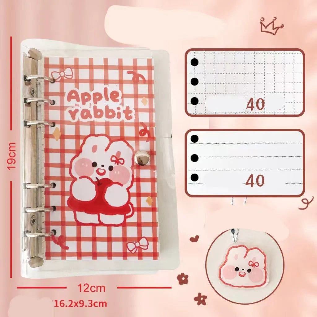 A6 loose-leaf notebook with 80 sheets and decorative bear pattern for student binders