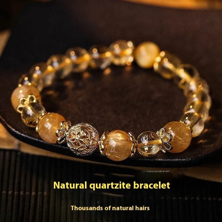 Women's retro artificial crystal bracelet with hydrangea charms in amethyst gold or yellow gold colour