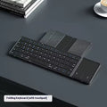 Black folding Bluetooth keyboard with touchpad for mobile phones and tablets