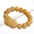Carved jinsi jade money bracelet in golden thread colour with detailed bead sizing