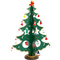 Hand painted wooden Christmas tree desktop decoration in red or green colour