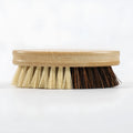 Bamboo vegetable brush with two-tone painted finish and oval shape for fruit and vegetable cleaning