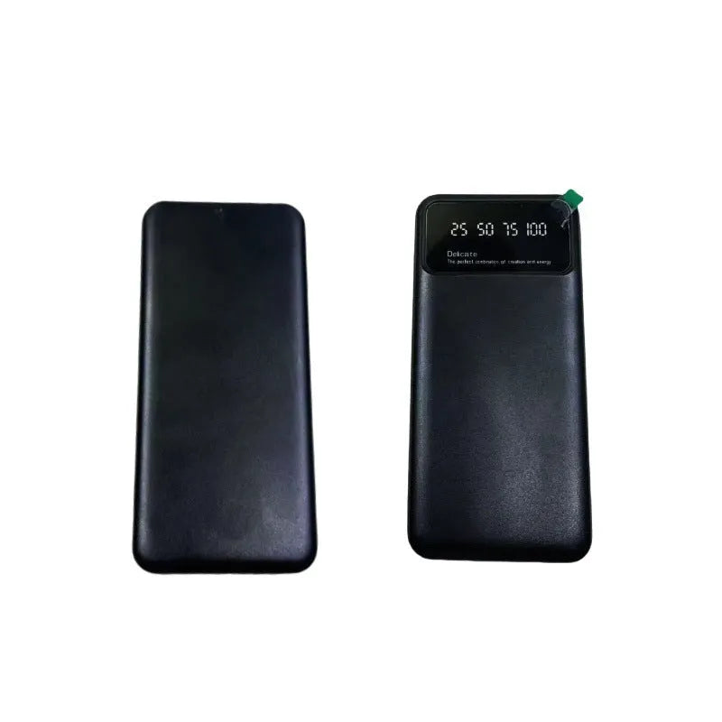Black ultra-thin power bank with 10000 mAh capacity showing compact portable design