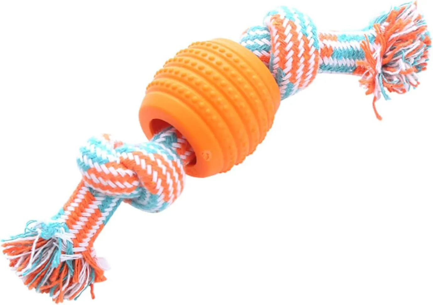 Blue and rope dog dental chew toy for teeth cleaning and interactive play