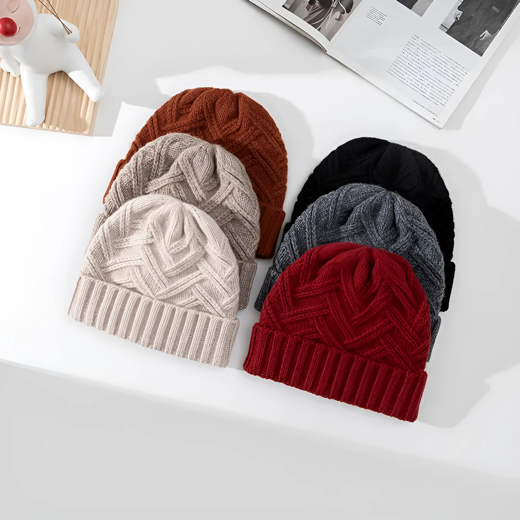 Women's wool knitted hat with dome crown in six colour options for autumn and winter wear