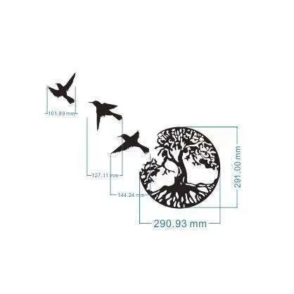 Black iron decorative wind chime wall hanging with a modern simple design.