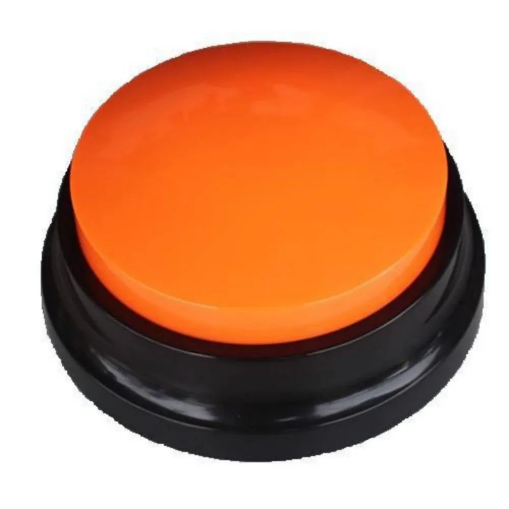 Blue voice recording button for dog training showing record and playback function