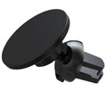 Black aluminium magnetic car phone holder mounted on vehicle dashboard
