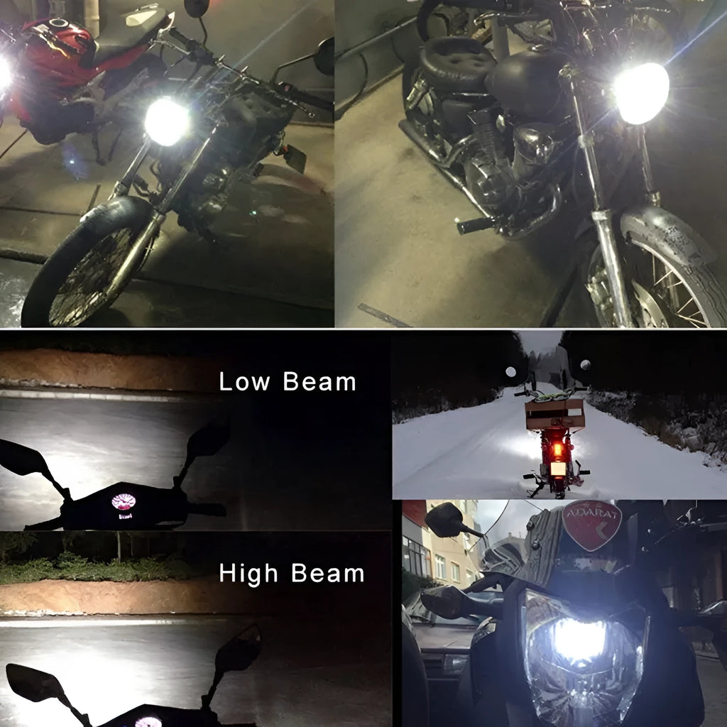 Motorcycle LED headlight unit with aluminium housing for H4 and BA20D sockets