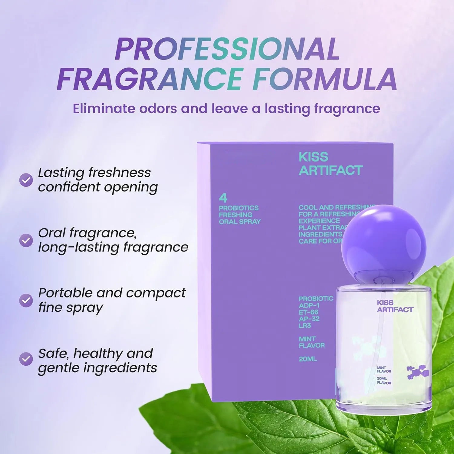 20ml portable probiotics oral spray bottle with white pump dispenser