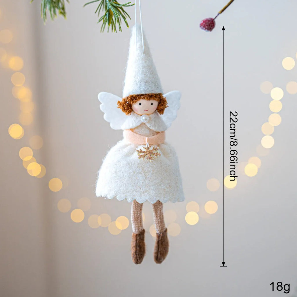 Christmas angel skirt felt plush pendant with modern simplicity design in white or pink cloth material