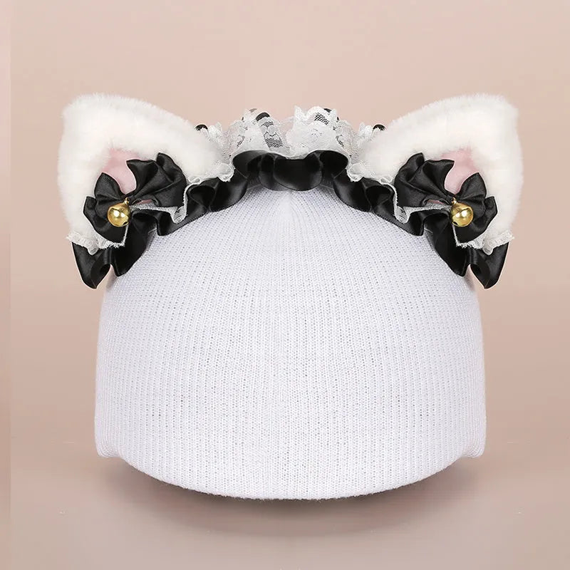 Cute cartoon plush decoration attached to a ski helmet