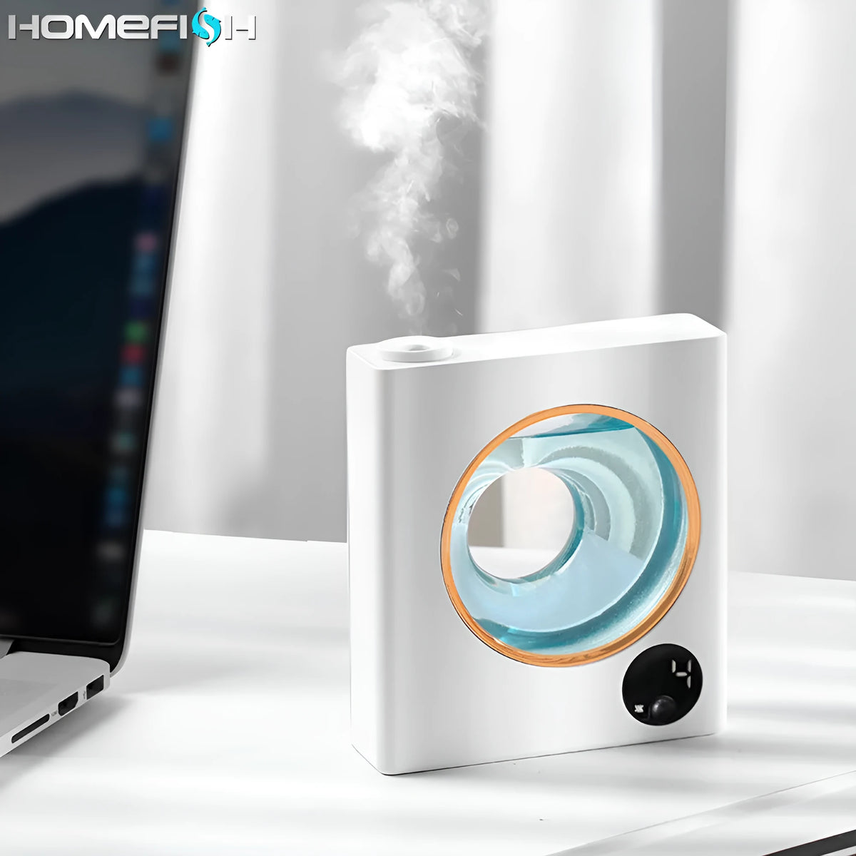 Small white automatic aromatherapy machine with wall-mounted design.