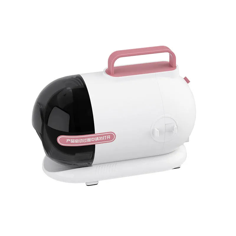 Pink and white multifunctional pet hair conditioner shaving vacuum cleaner with hose and grooming attachments