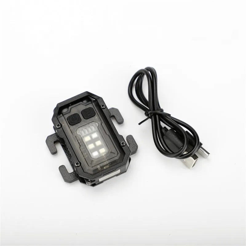 Tactical warning flashlight with USB charging cable for outdoor emergency lighting