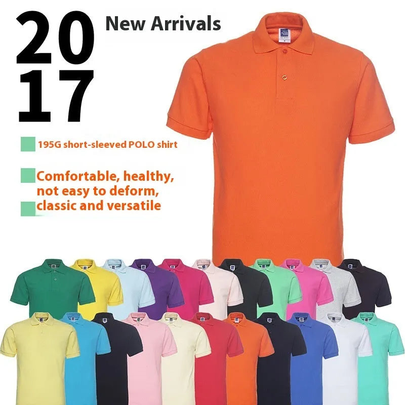 Solid colour plus size polo shirt with short sleeves and lapel collar in cotton blend fabric