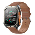 Square dial smart watch with aluminium alloy case and silicone strap showing Bluetooth calling function