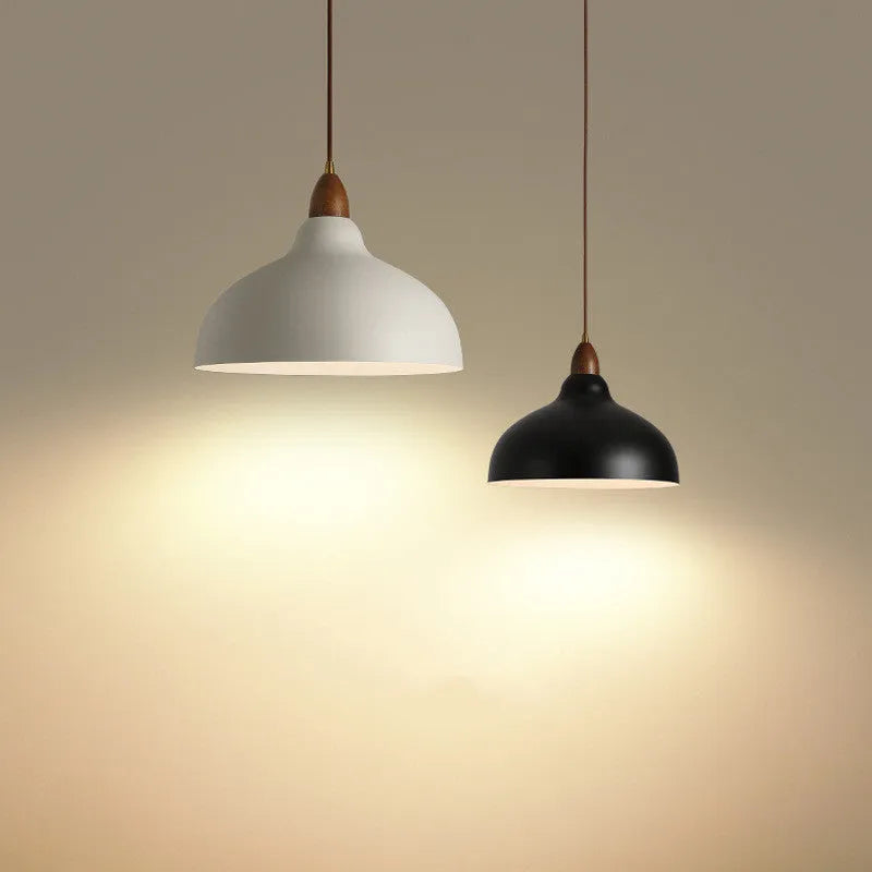 35cm Japanese style iron LED chandelier in black or white for bedroom and dining room, 220V ceiling light
