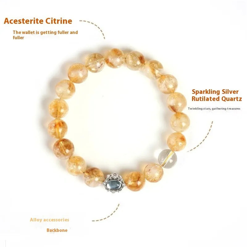 Geometric citrine crystal bracelet with 10mm stone and grinding finish