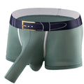 Men's ice silk breathable solid colour boxer shorts in mid-waist design