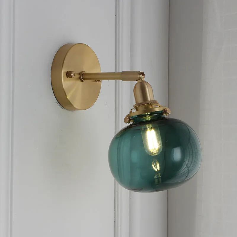 Glass wall lamp with water ripple or blue shade for living room or bedroom