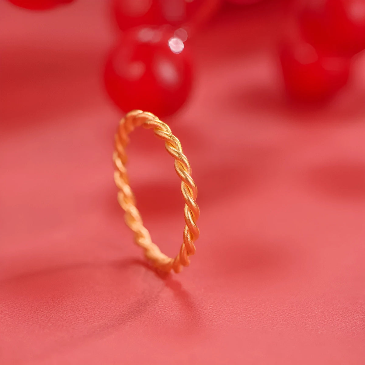 Brass gold plated women's bracelet ring showing twist, matte, and glossy finish options