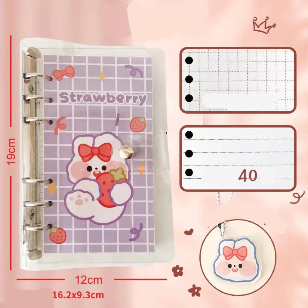 A6 loose-leaf notebook with 80 sheets and decorative bear pattern for student binders