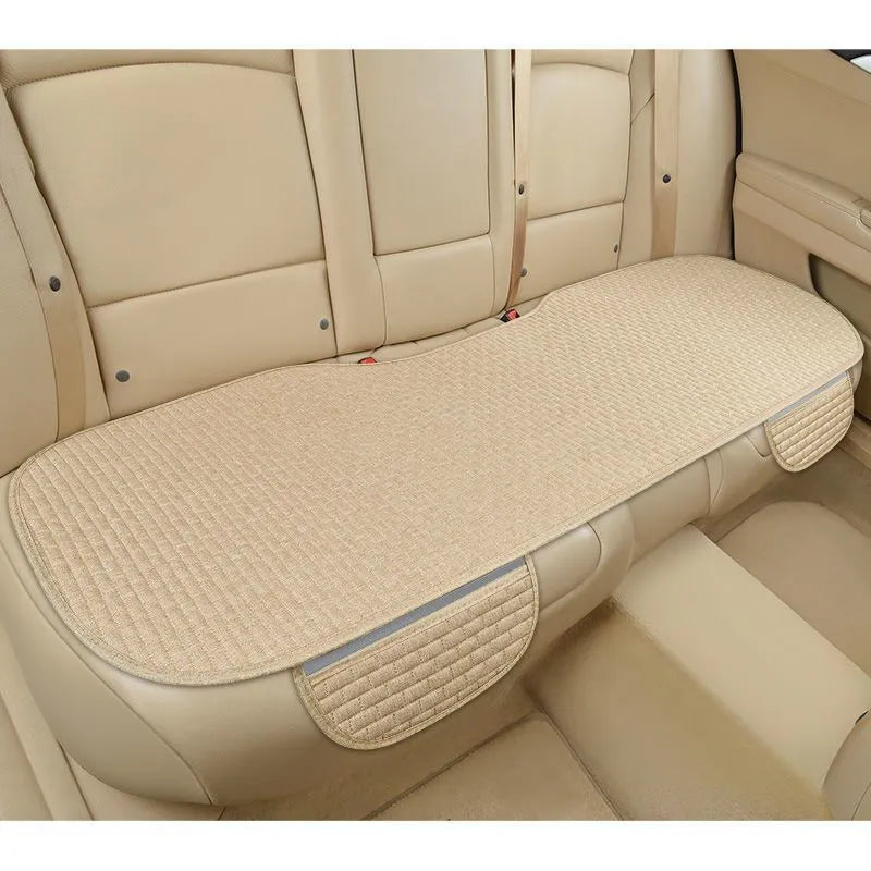 Linen car cushion with hemming style in classic black and red, charm coffee or warm cream colour options