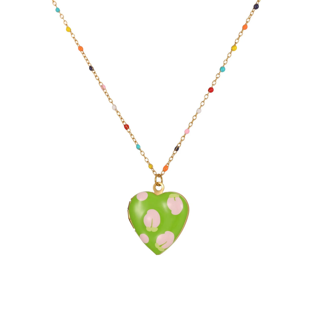 Gold-plated stainless steel necklace with fruit pendant on adjustable chain