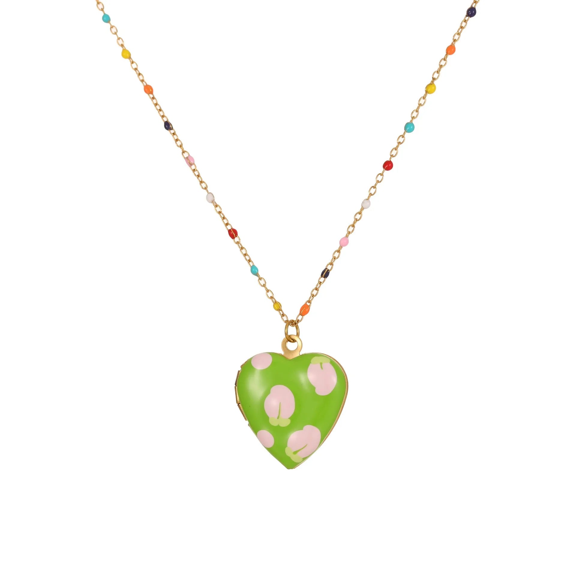 Gold-plated stainless steel necklace with fruit pendant on adjustable chain
