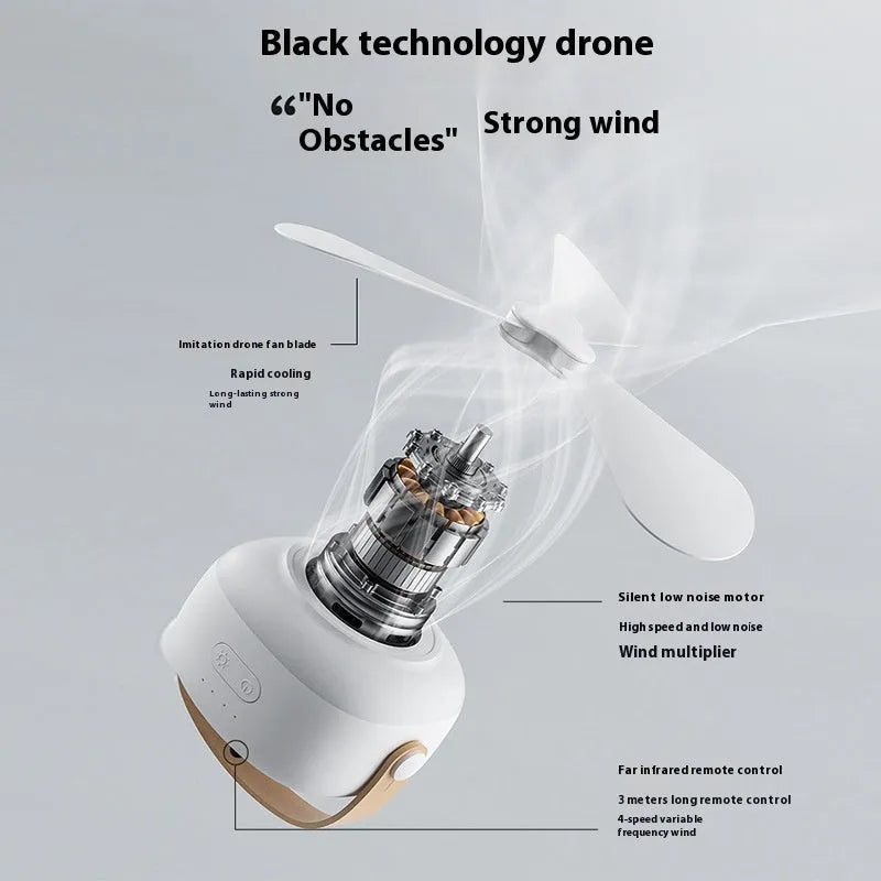 Rechargeable portable ceiling fan with remote control for camping and outdoor use