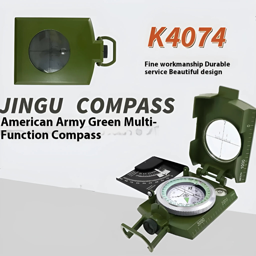 K4074 professional metal outdoor compass with hanging rope on white background