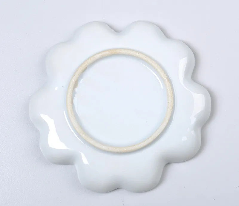 White ceramic plum blossom design artist palette for watercolour, acrylic and oil painting in three sizes