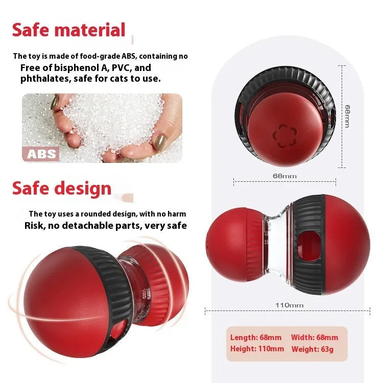 Plastic rotating cat sound food dropping ball toy in Super Ball colour.