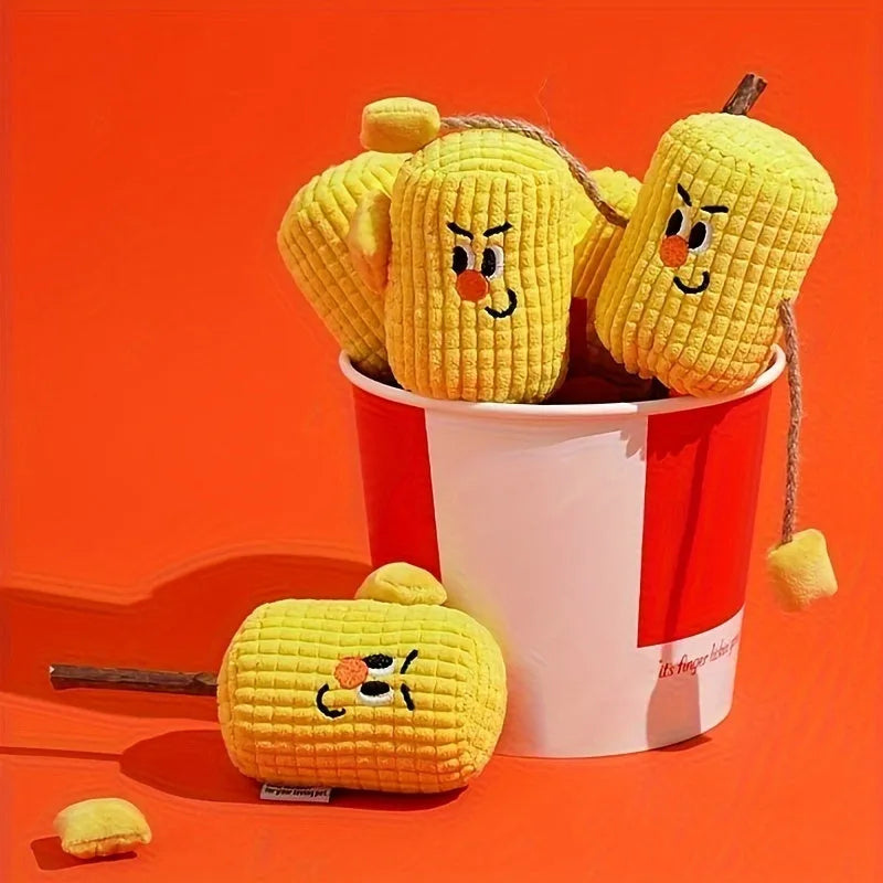 Corn cob shaped cat chew toy made from natural polio wood with catnip filling for dental hygiene