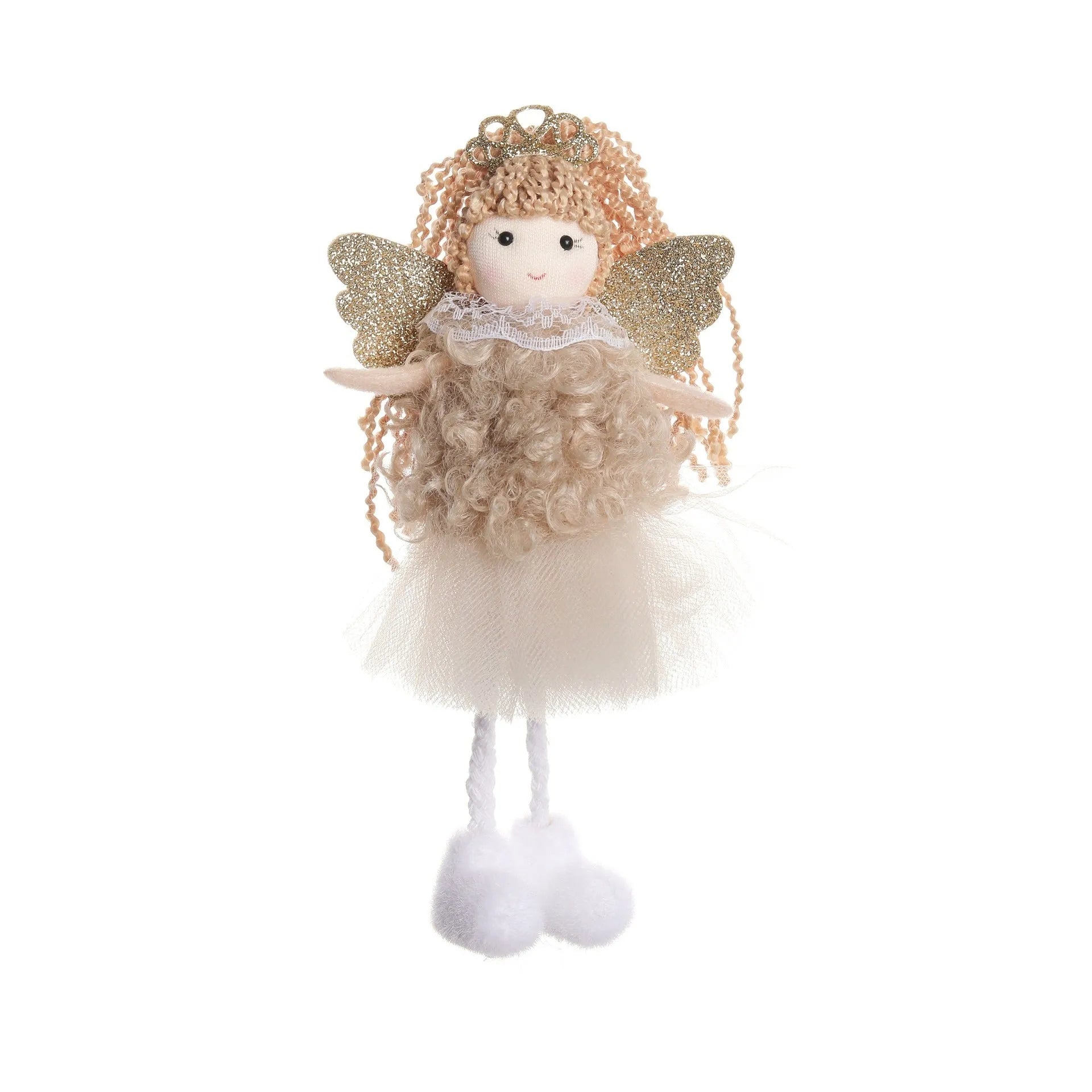Cartoon Christmas angel girl fabric pendant for high ponytail hair decoration.