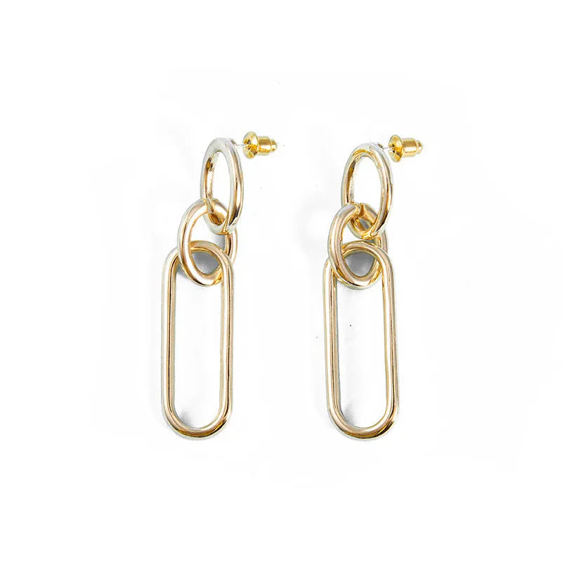 Sterling silver needle coloured geometry hoop earrings with ring and line design elements