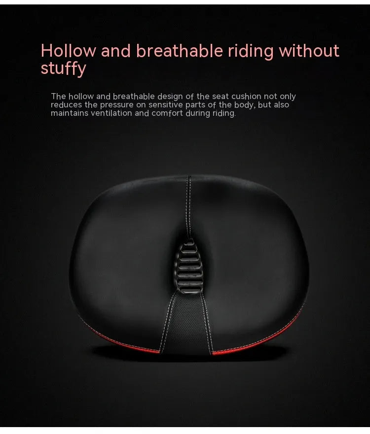 Large bicycle saddle with thickened rubber ball padding and PU leather cover in red, grey or light brown