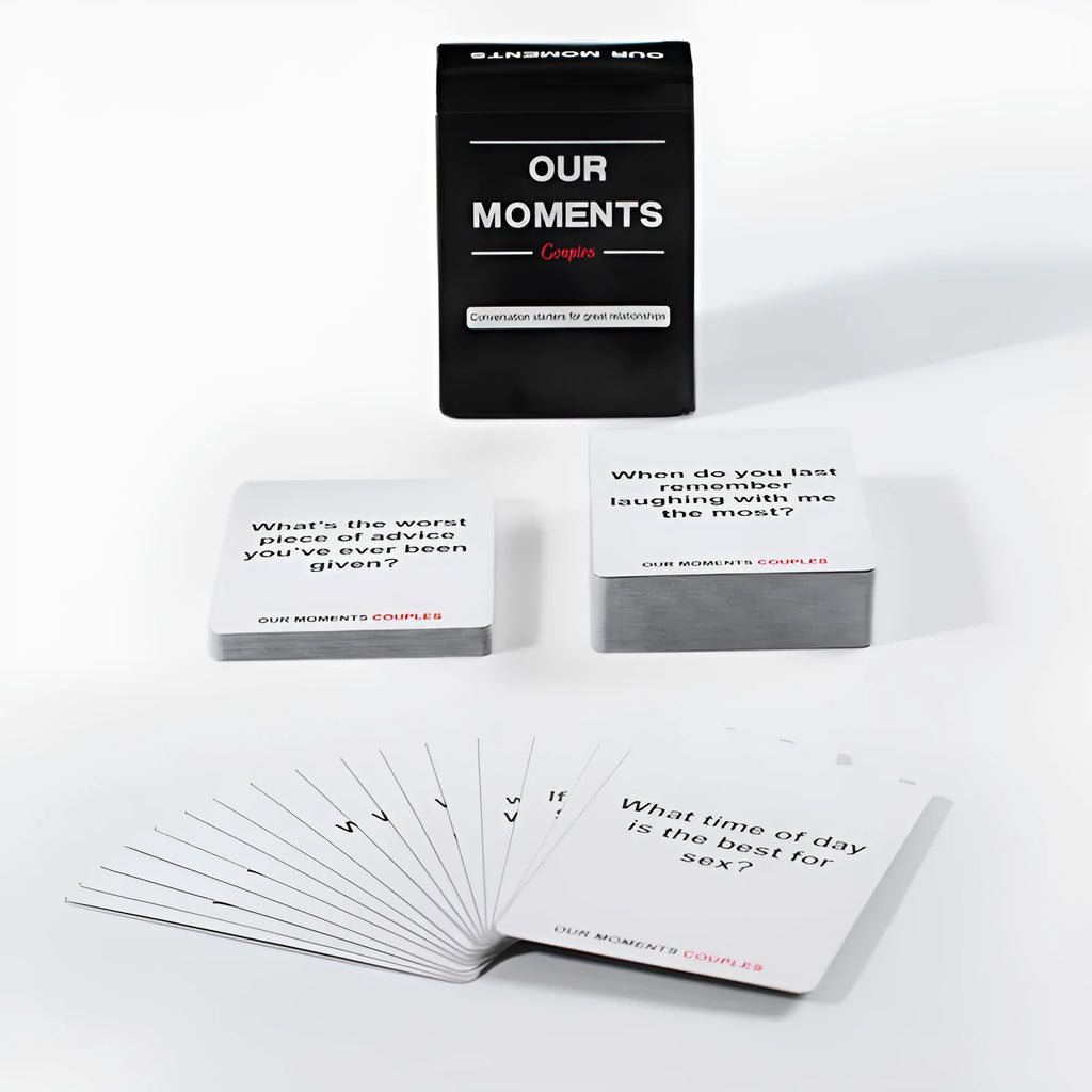 Black coated paper communication card box for couples, Our Time Lovers Edition measuring 9 x 6.5 x 3.5 cm