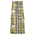 Man wearing blue retro plaid loose straight-leg casual overalls
