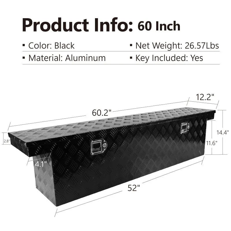 26-inch black aluminium alloy T-casting toolbox with removable carrying handle