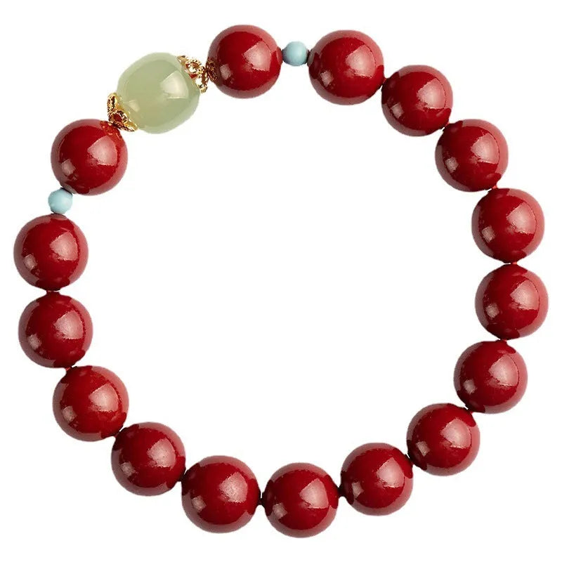 Purple Gold Sand cinnabar bracelet with geometric ellipse beads in unisex design